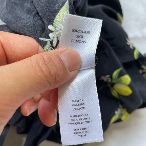 Rails 100% Silk Gigi Black/Lemon Print Pleated High Waisted Shorts XS VGUC - Picture 9 of 10